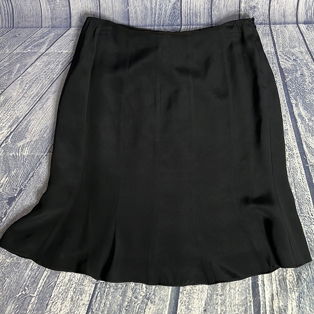 Flores & Flores Black 100% Silk Flare Skirt, 10
